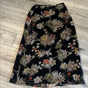 Allison Taylor Black Floral Silk Maxi Skirt